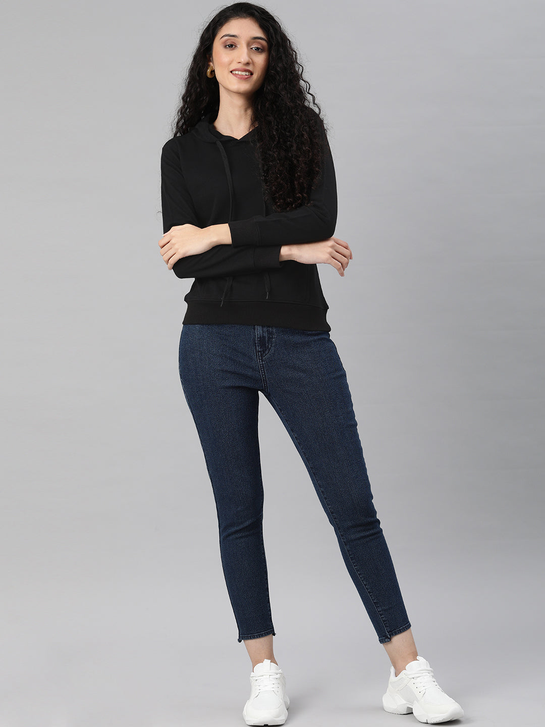 Plain Black Regular Fit Hoodie