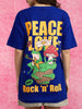 Rock And Roll Royal Blue Oversized Fit Graphic T-Shirt