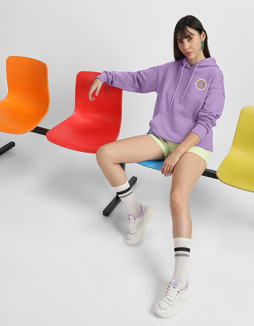Upside Down Printed Lilac Regular Fit Hoodie