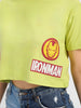 IRONMAN Yellow Graphic Printed Crop-Top