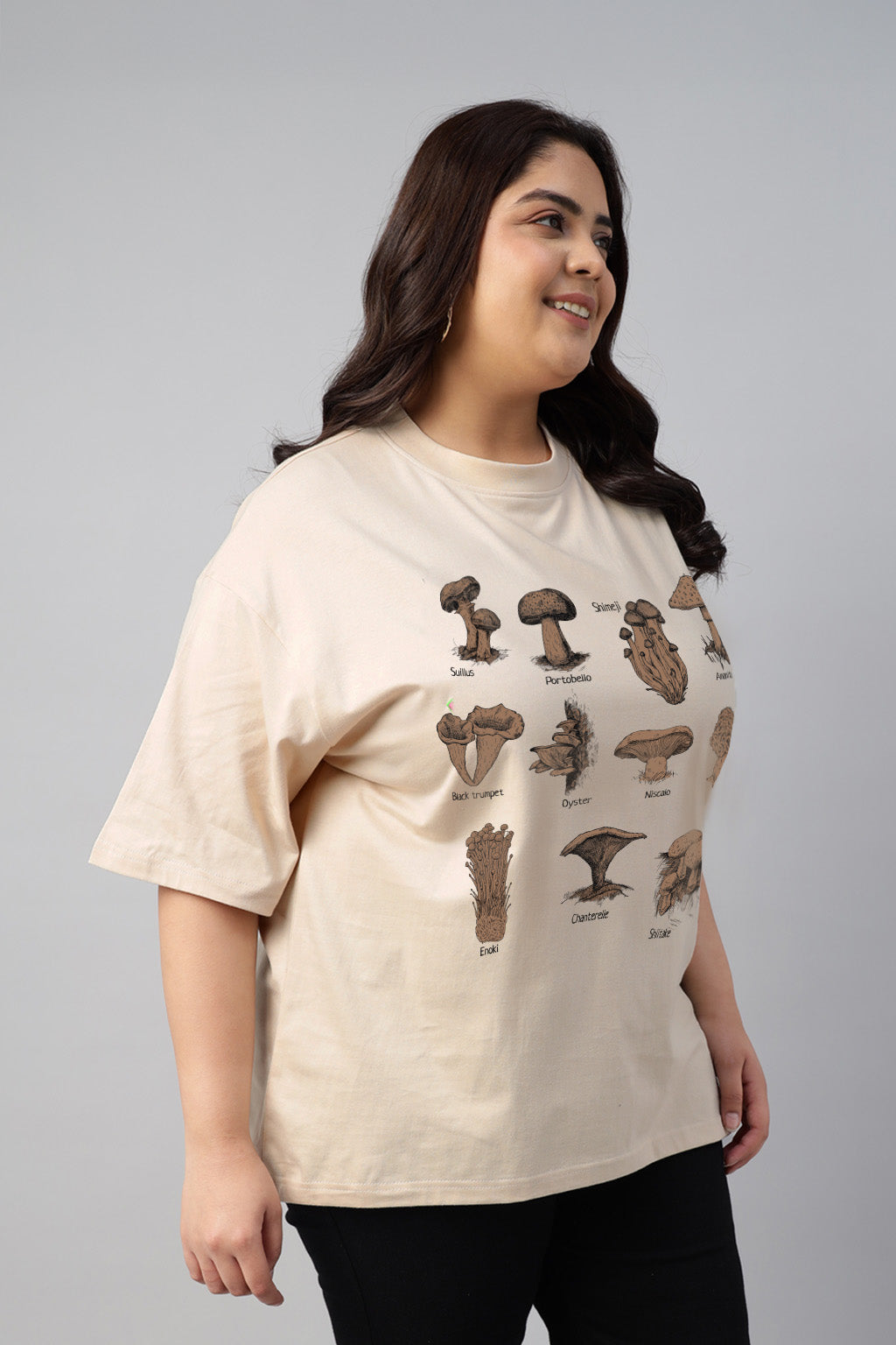 Mushroom Swanwhite Plus Size Printed T-shirt
