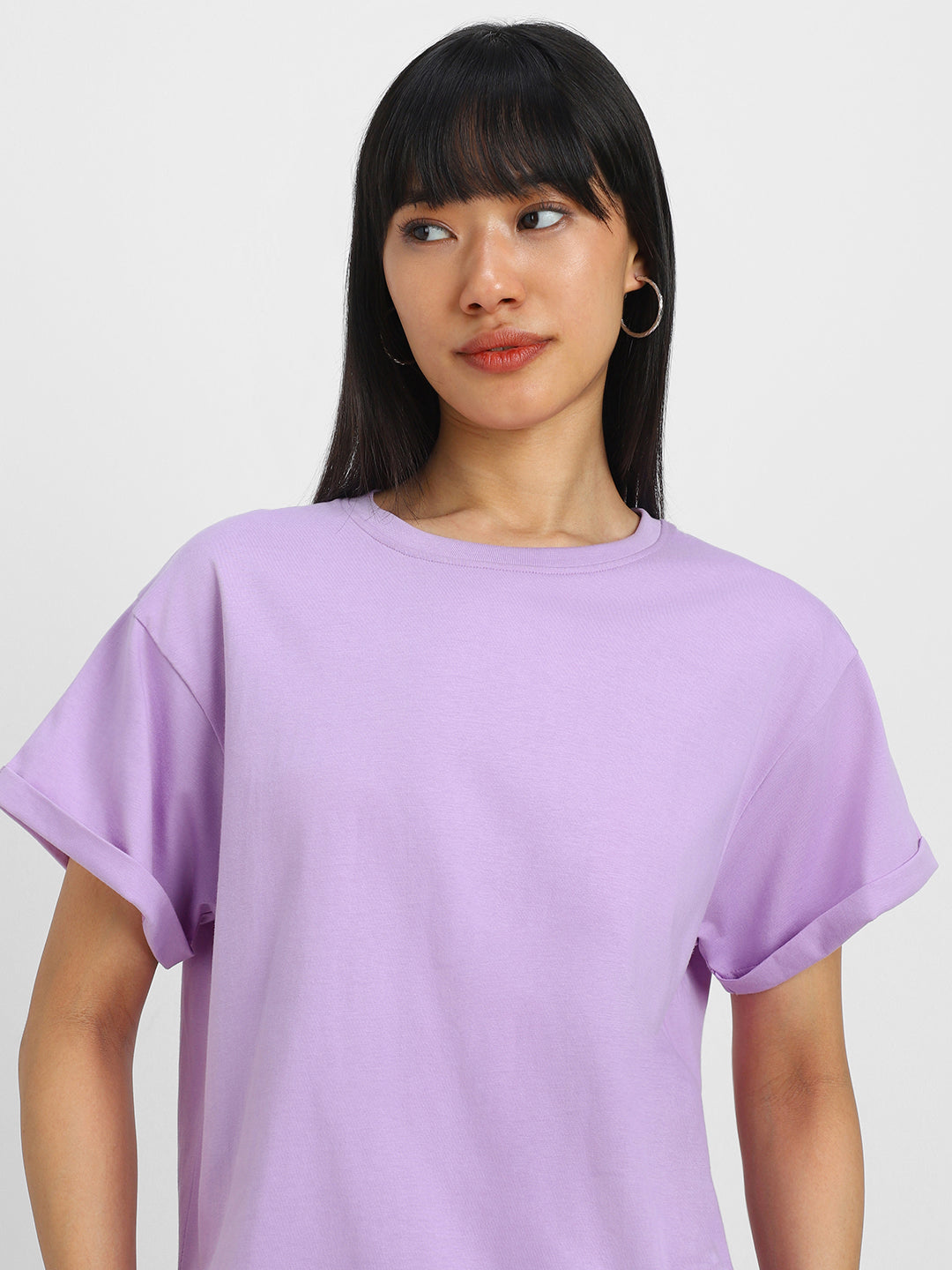 Lilac Plain Boyfriend Fit T-Shirt