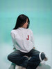 Juneberry White Oversized Printed Sweatshirt