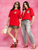 Game Over Red Oversized Fit Graphic T-Shirt