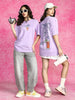 Summer Time Lilac Oversized Graphic Printed T-Shirt