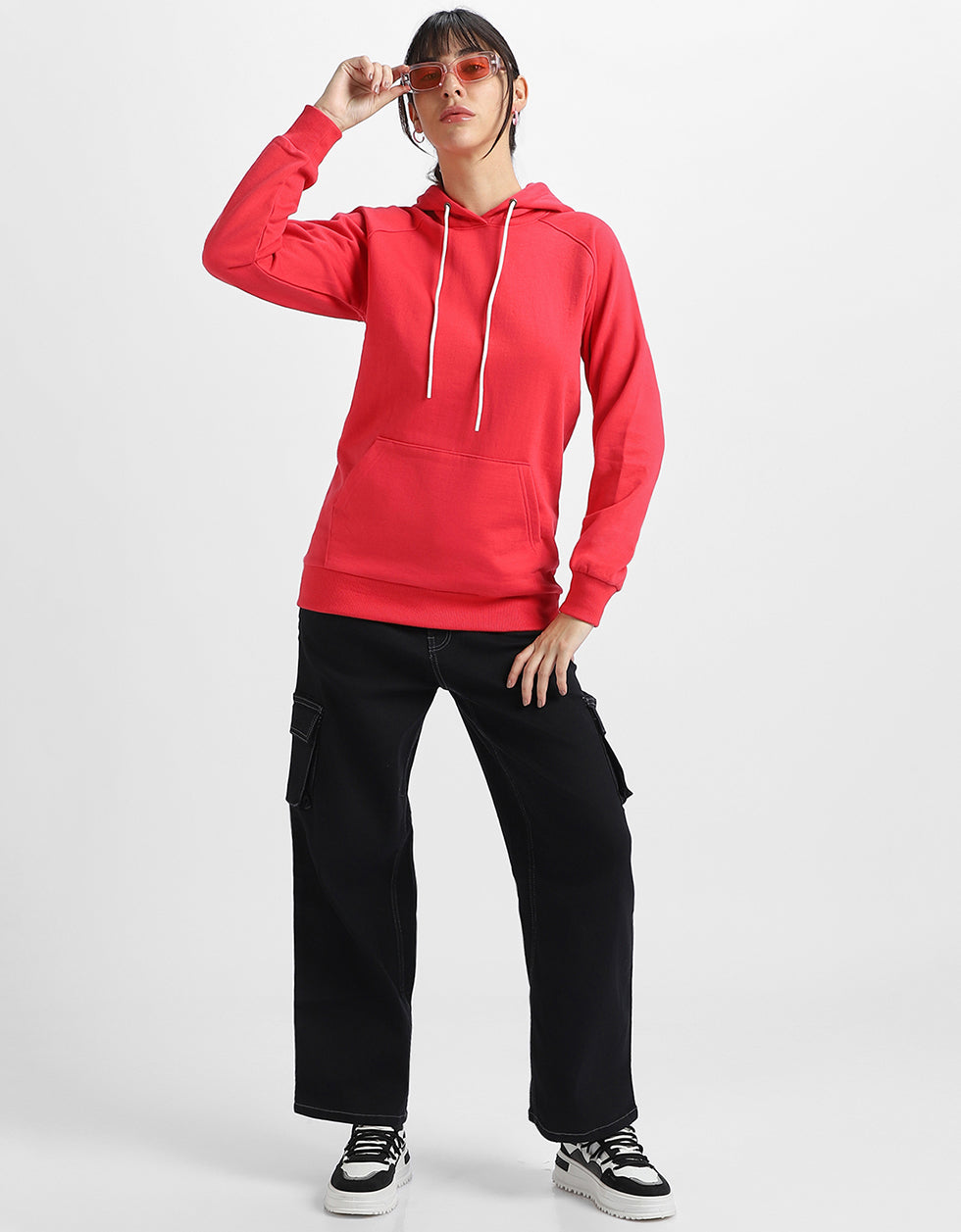 Plain Magenta Regular Fit Hoodie
