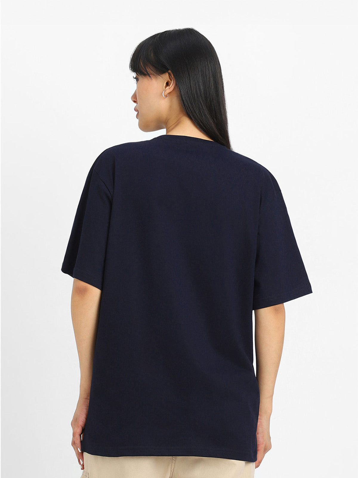 Boston Navy Graphic Printed Oversized T-Shirt