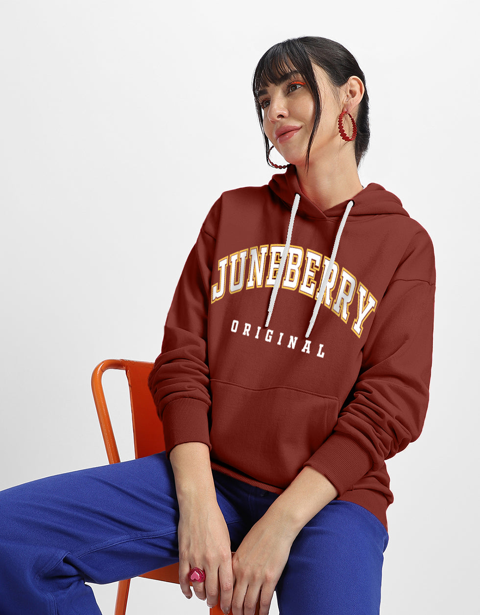 Juneberry Original Rust Graphic Printed Oversized Hoodie