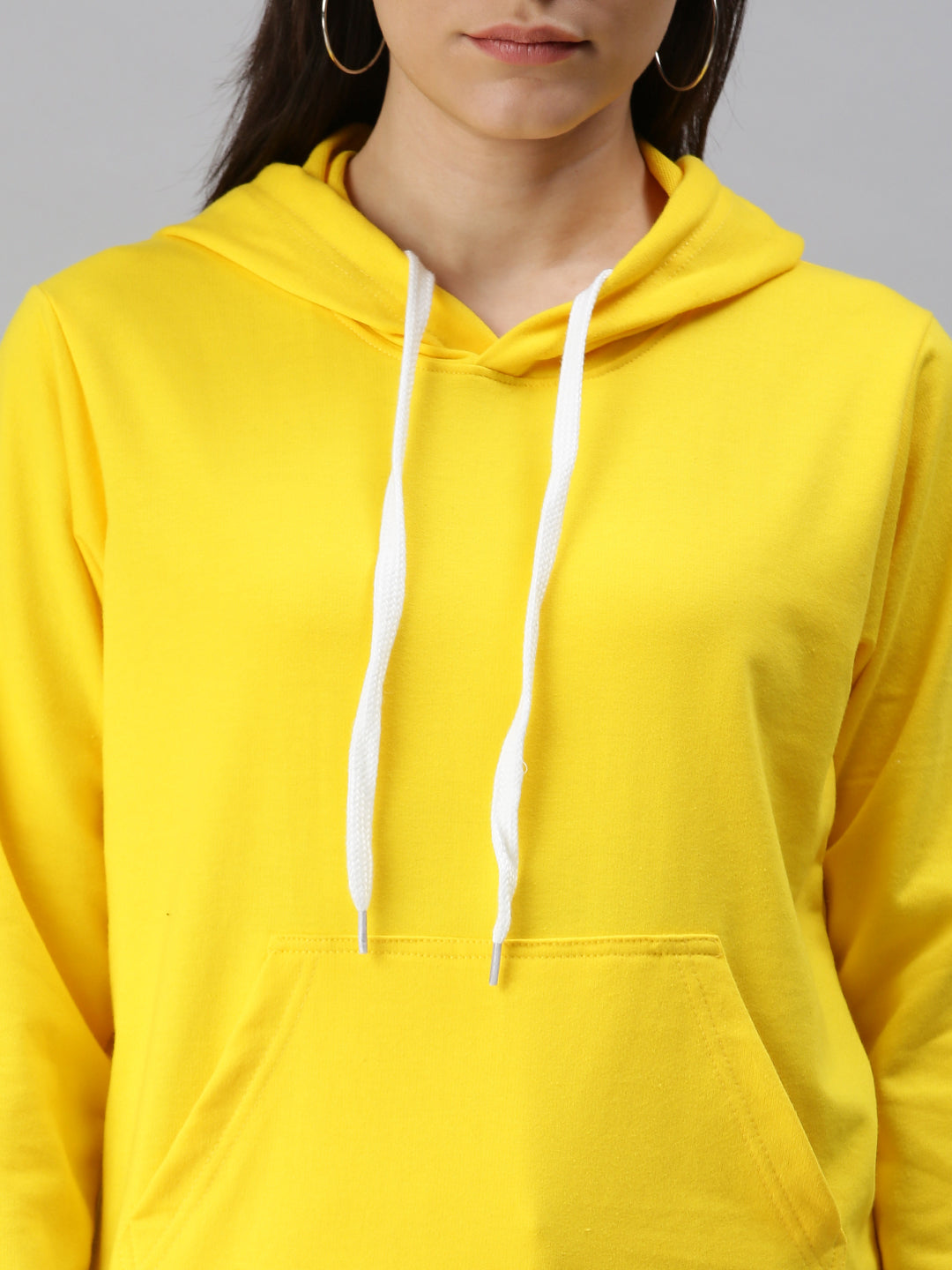 Plain Lemon Yellow Regular Fit Hoodie