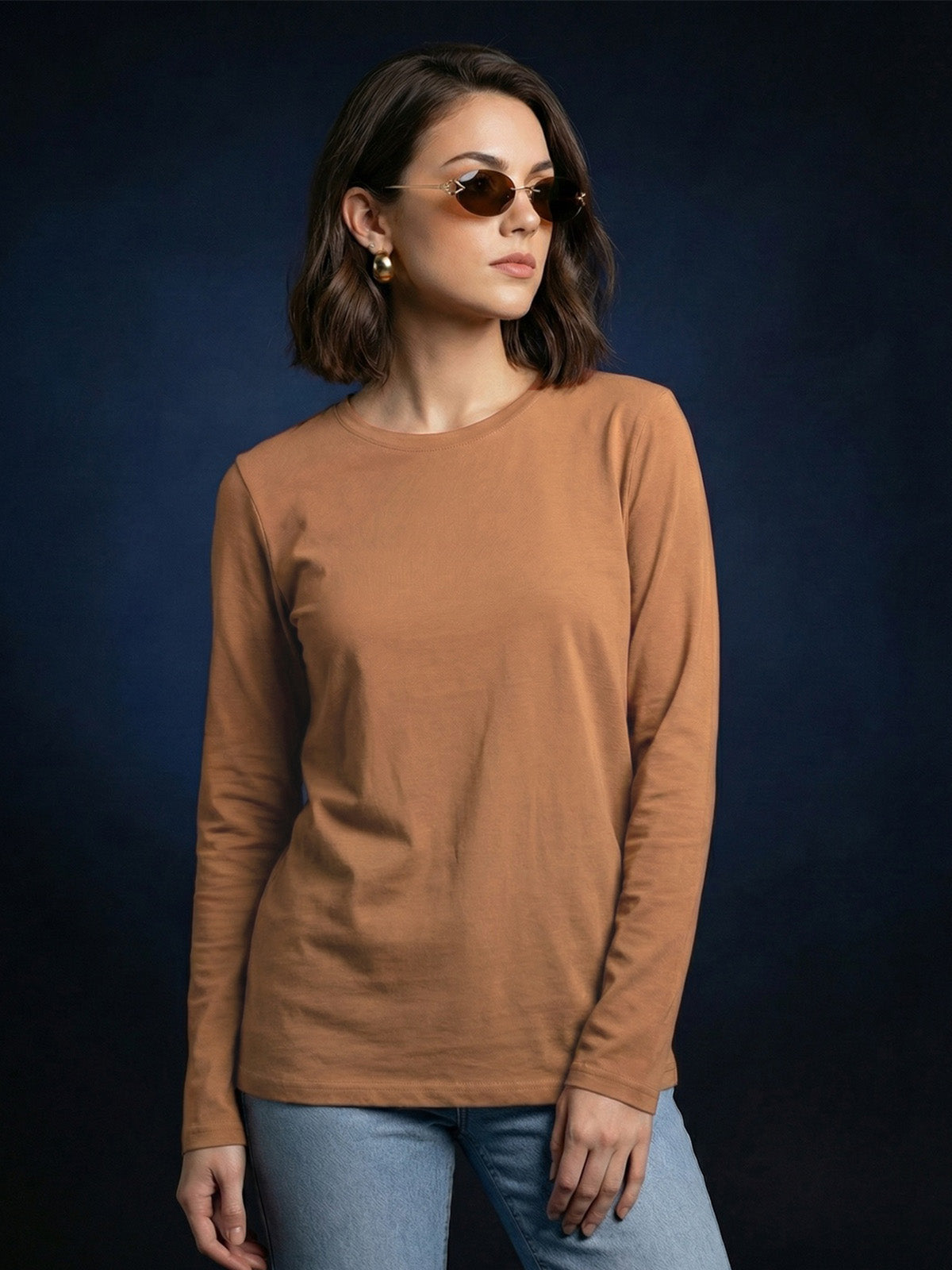 Cork Plain Full Sleeve Regular Fit T-Shirt