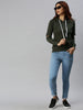 Plain Olive Elbow-Cut Regular Fit Hoodie