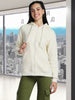 Plain Hooded Regular Fit Off White Zipper Jacket