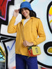Plain Hooded Regular Fit Yellow Zipper Jacket