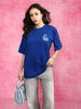 Tropical Island Royal Blue Oversized Fit Puff Printed T-Shirt