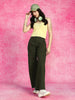 Olive Green Plain 5 Pocket Straight Fit Woven Cargo