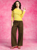 Brown Plain 5 Pocket Straight Fit Woven Cargo