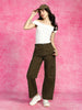 Brown Structured 5 Pocket Straight Fit Woven Cargo