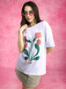 You Loved  White Graphic Printed Oversized T-Shirt