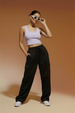 Black Active Wear 4 Pocket Knitted Cargo Track Pant