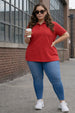 Red Plain Plus Size Polo T-shirt