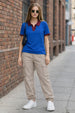Classic Contrast Collar Blue Regular Fit Premium Pique Lycra Polo T-Shirt