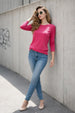 Pink Plain Full Sleeve Regular Fit T-Shirt