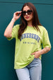 Juneberry Original Neon Green Oversized Fit Graphic T-Shirt