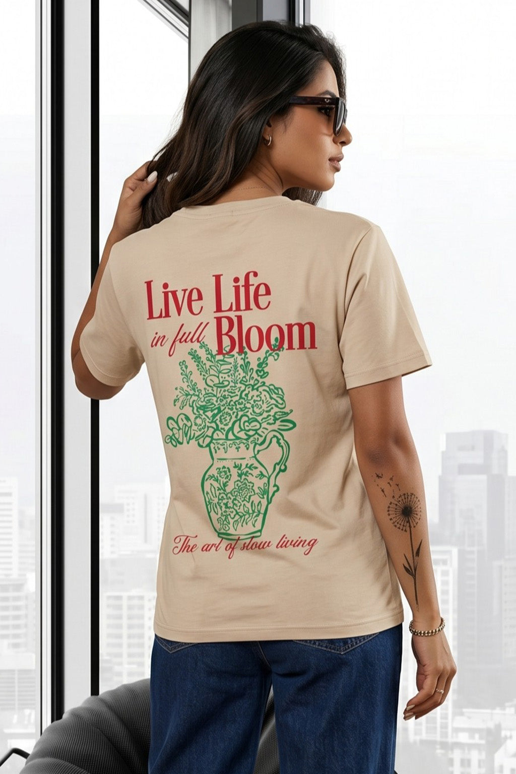 Slow Living  Swanwhite Regular Fit Printed T-shirt