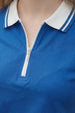 Stripe Collar Blue Regular Fit Premium Pique Lycra Zipper Polo T-Shirt