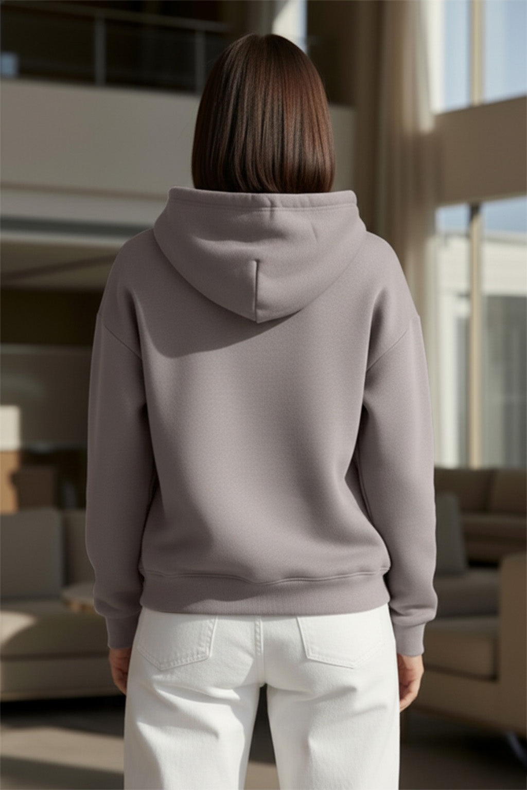 Brooklyn Typographic Printed Grey Oversized Hoodie