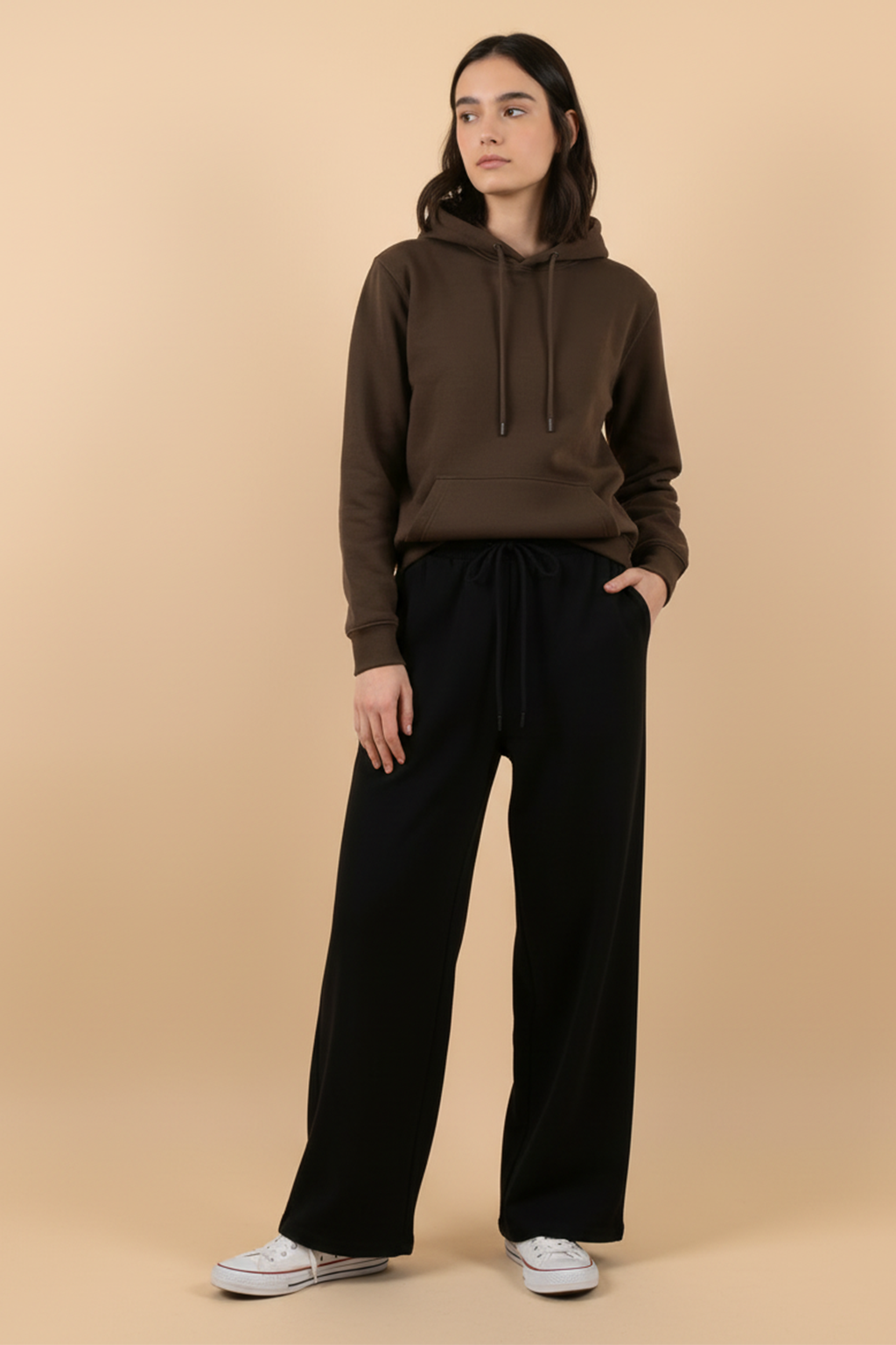 Brown Plain Spun Regular Fit Hoodie
