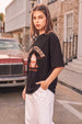 Seaside Patisserie Typographic Printed Oversized Fit Black T-Shirt