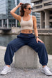 Navy Blue Plain Baggy Fit Cargo Jogger
