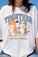 Together White Oversized Graphic Printed T-Shirt
