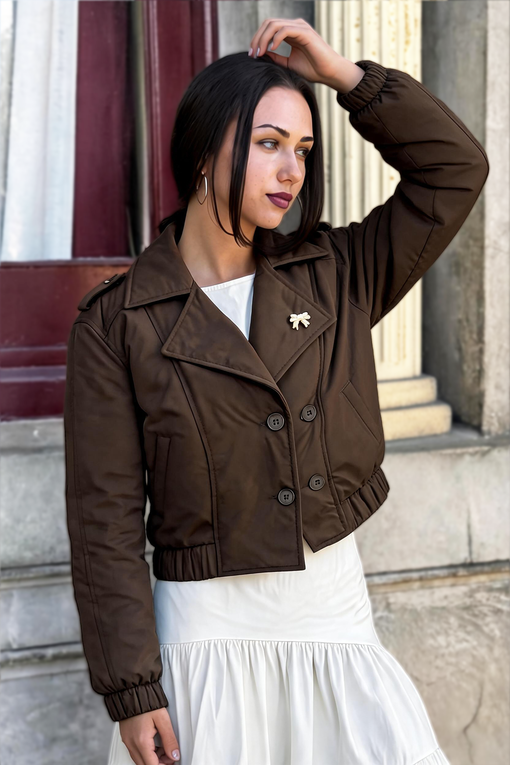 FLURRY BROWN CROPPED JACKET