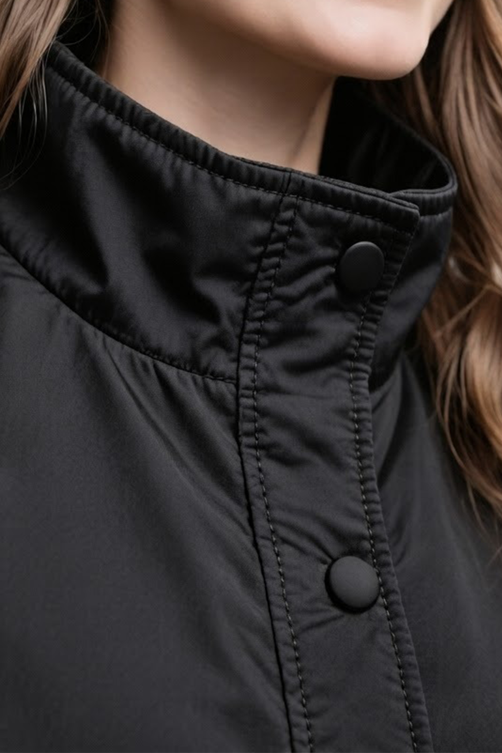 STAND COLLAR BLACK JACKET