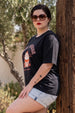 Seaside Travel Black Plus Size Printed T-shirt