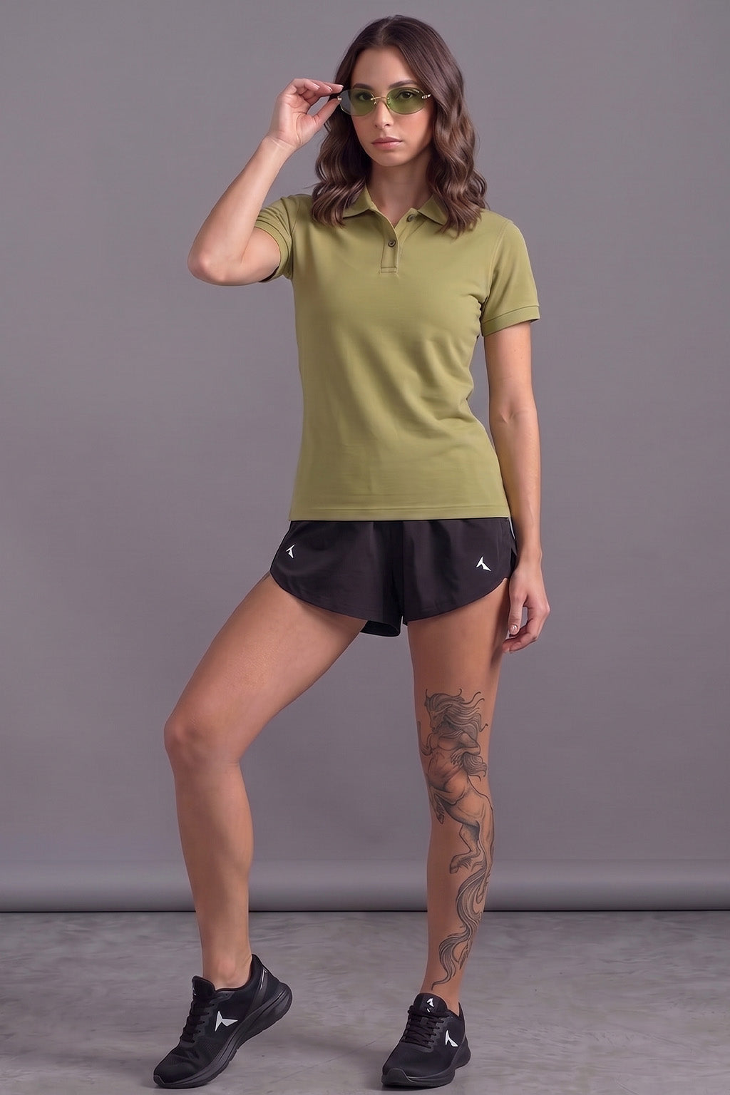 Olive Plain Cotton Regular Slim Fit Polo T-Shirt