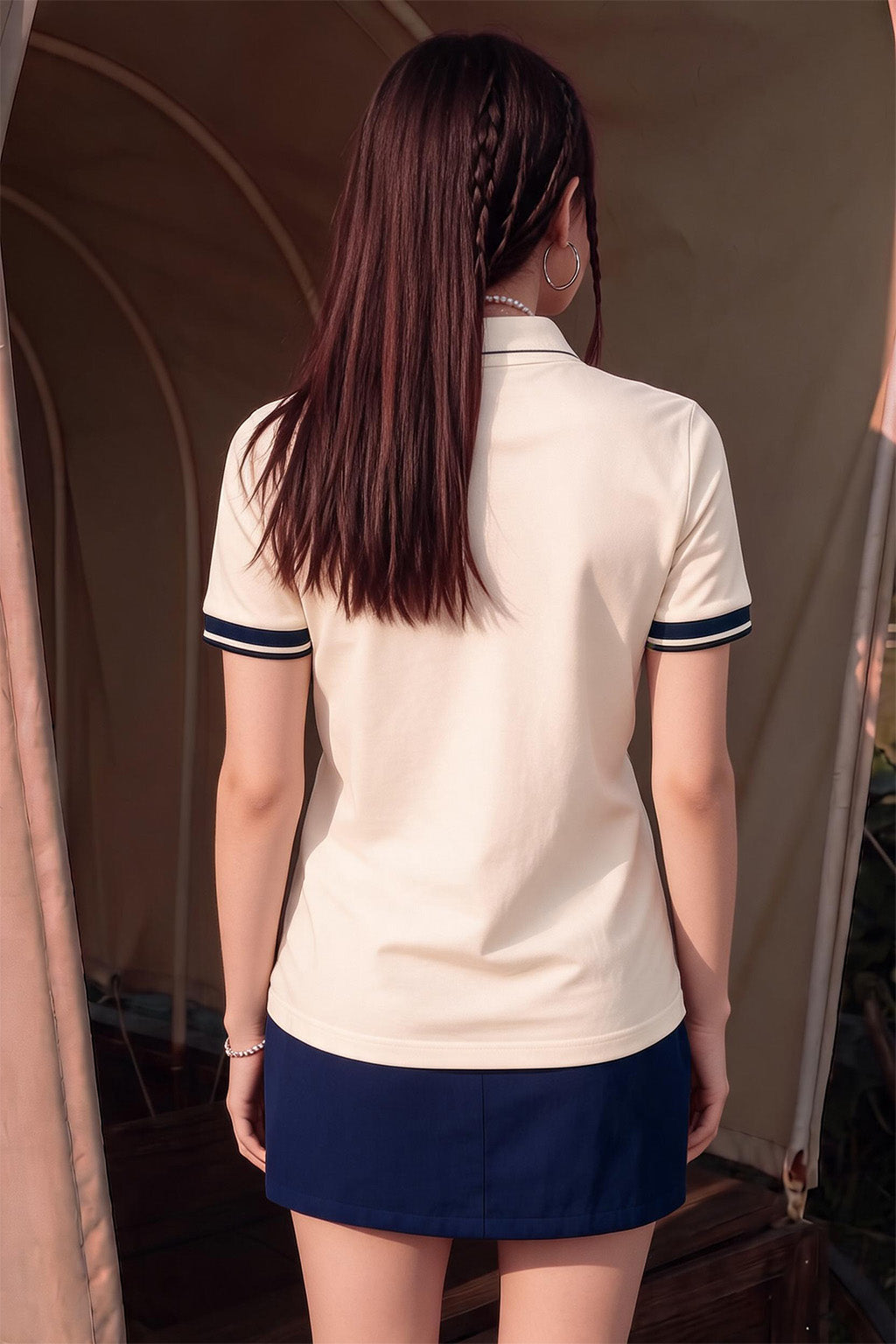 Stripe Collar Marshmallow Regular Fit Premium Pique Lycra Polo T-Shirt