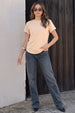 Beige Plain Boyfriend Fit T-Shirt