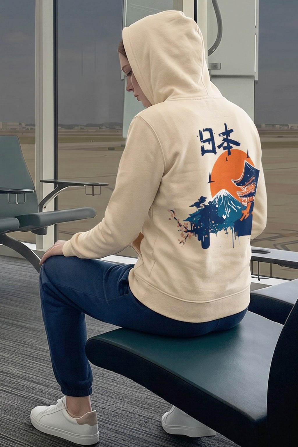 Nature Graphic Printed Beige Regular Fit Hoodie