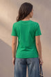 Anthra Green Plain V-Neck Regular Fit T-Shirt