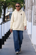 Duck Graphic Printed Off White Oversized Hoodie