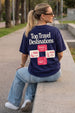 Travel Destinations Royal Blue Oversized Fit Printed T-Shirt