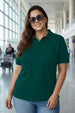 Green Plain Plus Size Polo T-shirt