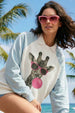 Bubble Gum Giraffe White Oversized Crewneck Printed Sweatshirt