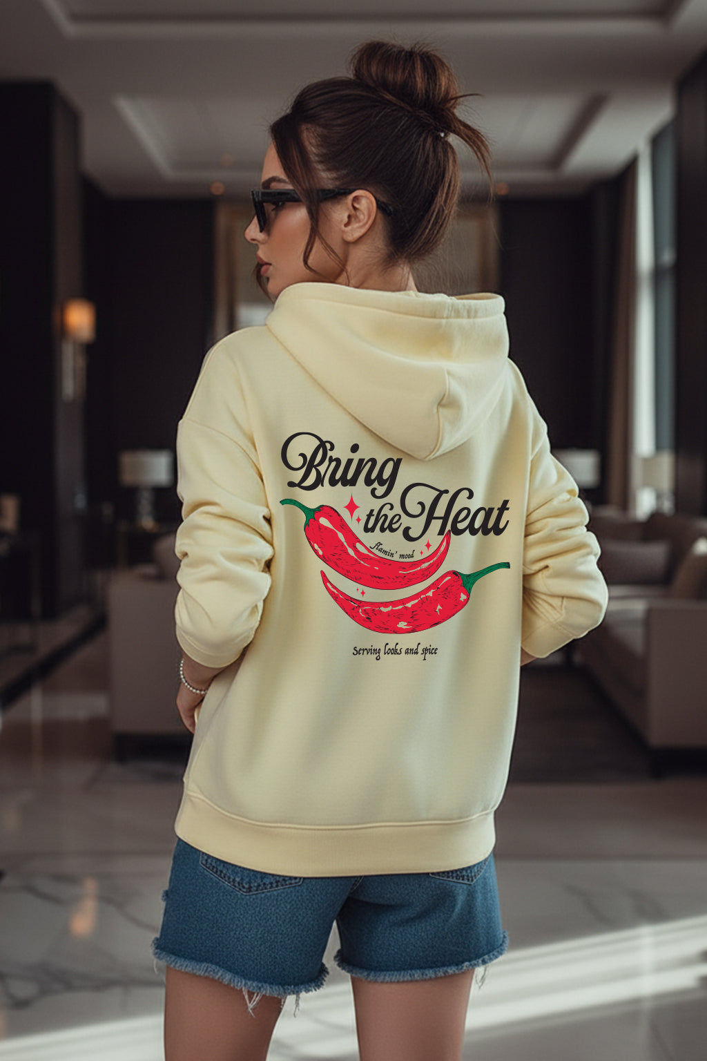 Bring The Heat Marshmallow Oversized Printed Hoodie