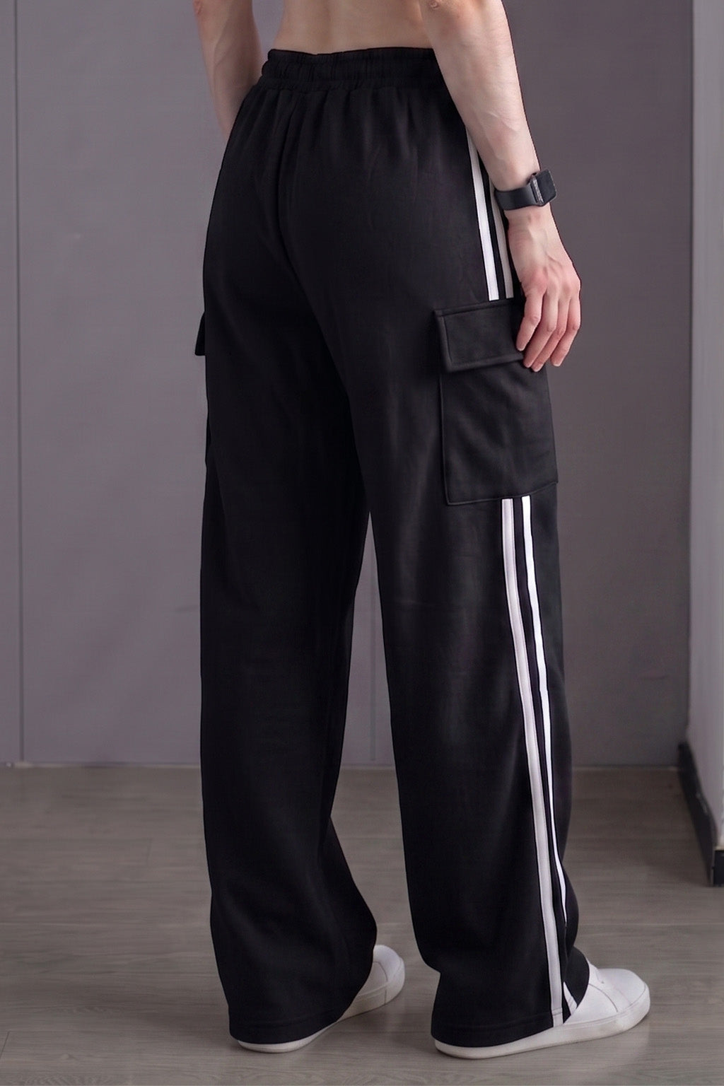 Black Everyday Street line 4 Pocket Knitted Cargo Track Pant