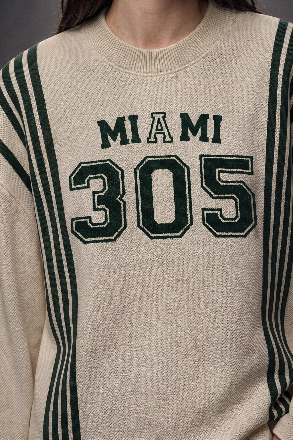 Miami Swanwhite Flatknit Striped Sweatshirt