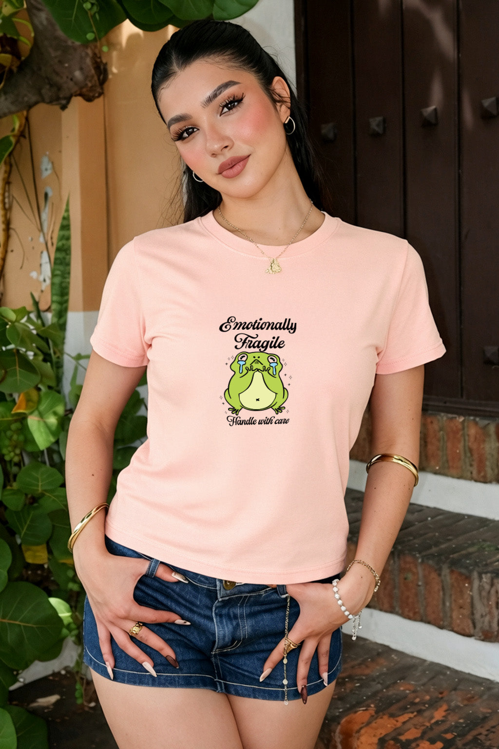 Emotionally Fragile Rosewater Printed Regular Fit T-Shirt